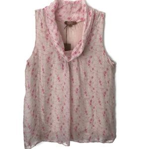 Carla Conti 100% silk cowl neck ivory top